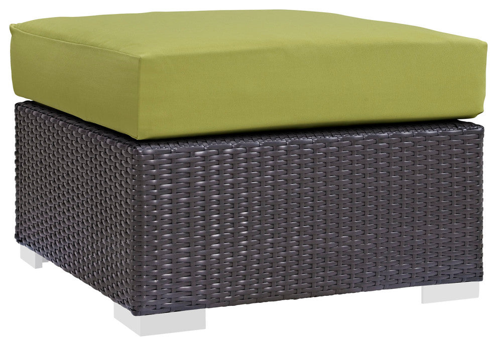 Espresso Peridot Convene Outdoor Patio Fabric Square Ottoman