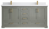 Boston 72 Double Sink Bath Vanity in Evergreen 2" White Quartz