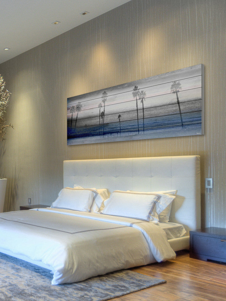 "Stormy Calm" Painting Print on White Wood, 30"x10"