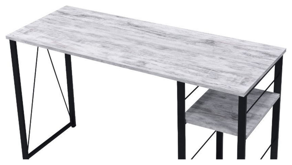 2 Tier Shelf Writing Desk, Antique White and Black