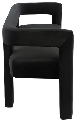 Athena Boucle Fabric Upholstered Bench, Black, Velvet
