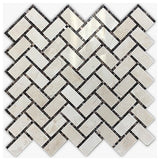 Crema Marfil Polished 2x4 Herringbone Marble Mosaic