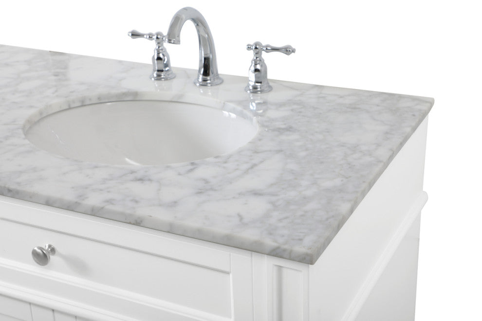Home Living Vanity with Carrara White Marble Countertop, White, 72", Double Sink