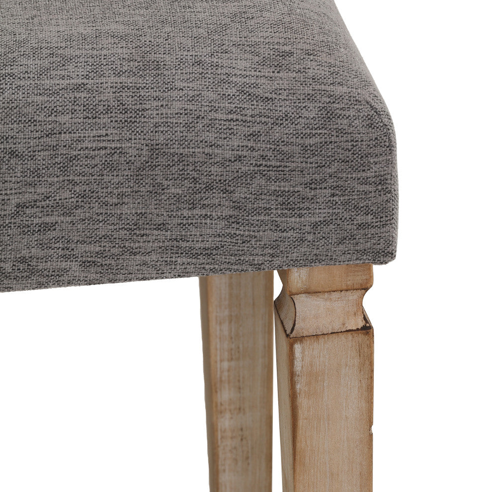 Cortesi Home Oslo Grey Fabric Ottoman With Wooden Legs