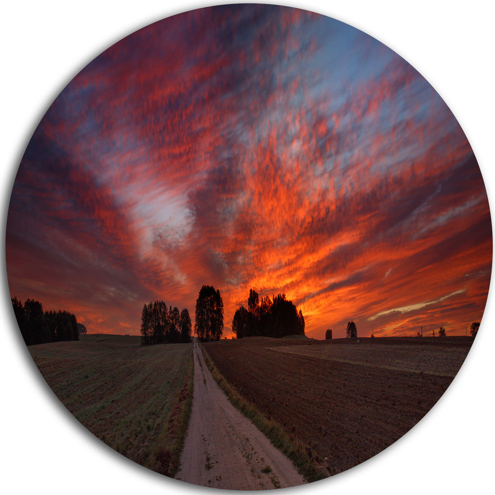 Pathway To Fairy Autumn Sky, Landscape Disc Metal Wall Art, 36"