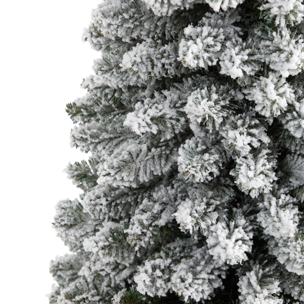 5' Flocked Pencil Artificial Christmas Tree With 318 Bendable Branches