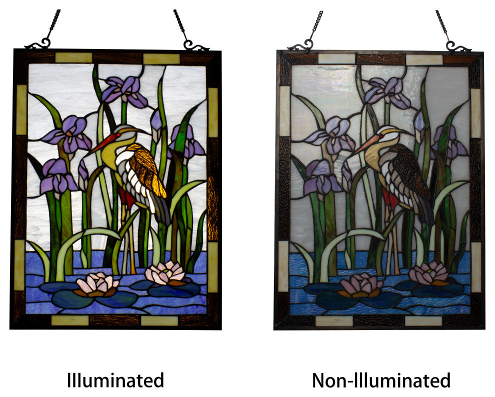 CHLOE Lighting Crane Tiffany Animal Window Panel