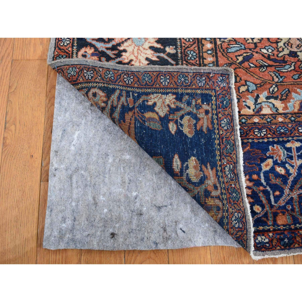 Green, Rare Antique Persian Sarouk Fereghan Hand Knotted Wool Rug, 8'4"x11'6"