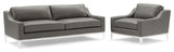 Harness Stainless Steel Base Leather Sofa & Armchair Set Gray