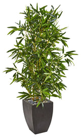 5' Bamboo Artificial Tree in Black Planter UV Resistant, Indoor/Outdoor