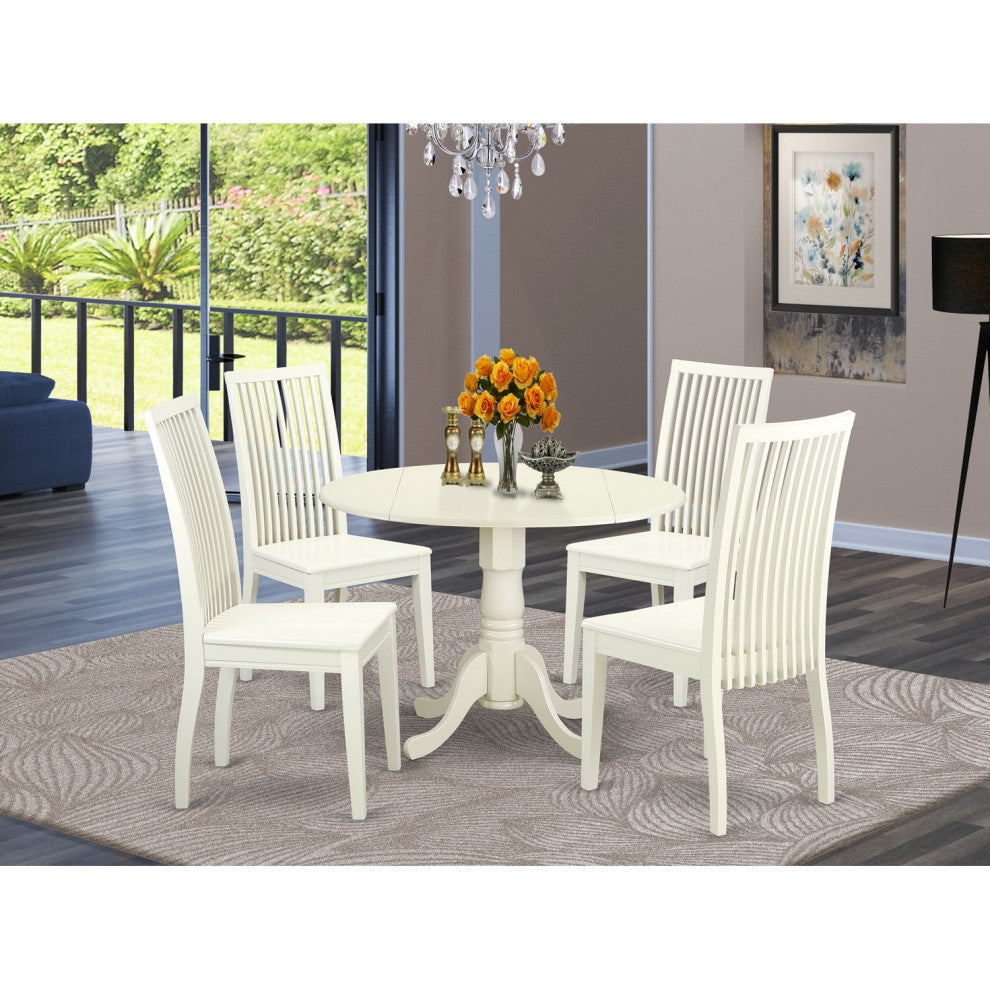 5 Pc Dublin Kitchen Table Set -Dining Table And 4 Wood Seat Kitchen Chairs