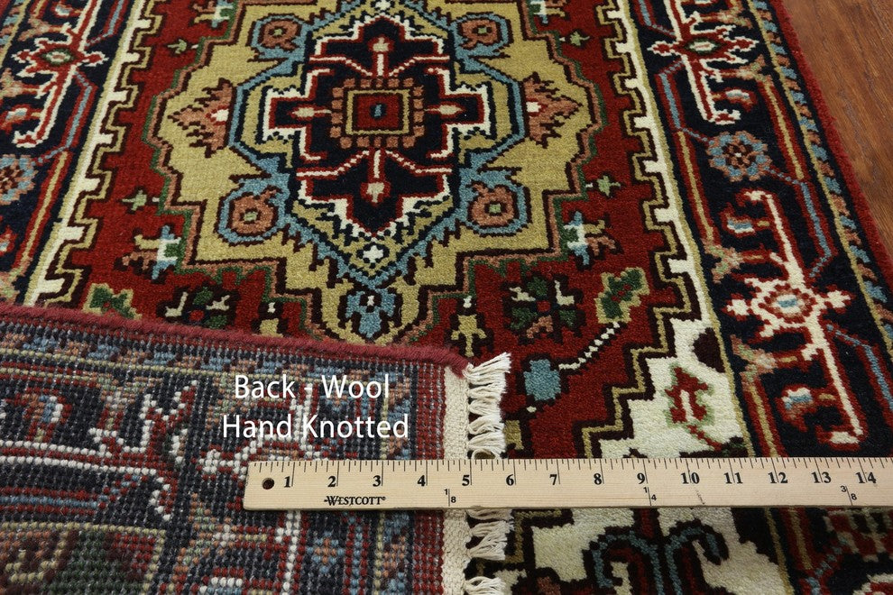 Traditional Floral 3'x16' Heriz Serapi Runner Hand Knotted Wool Rug H9213