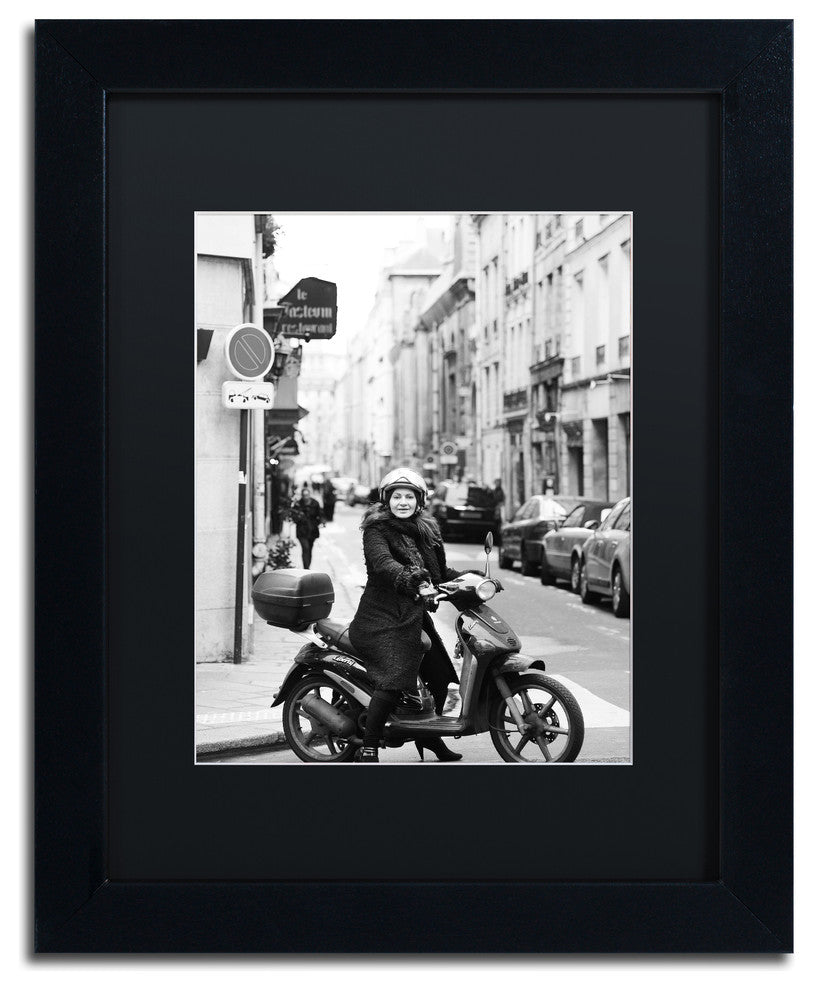 'Lady in Paris' Matted Framed Canvas Art by Preston
