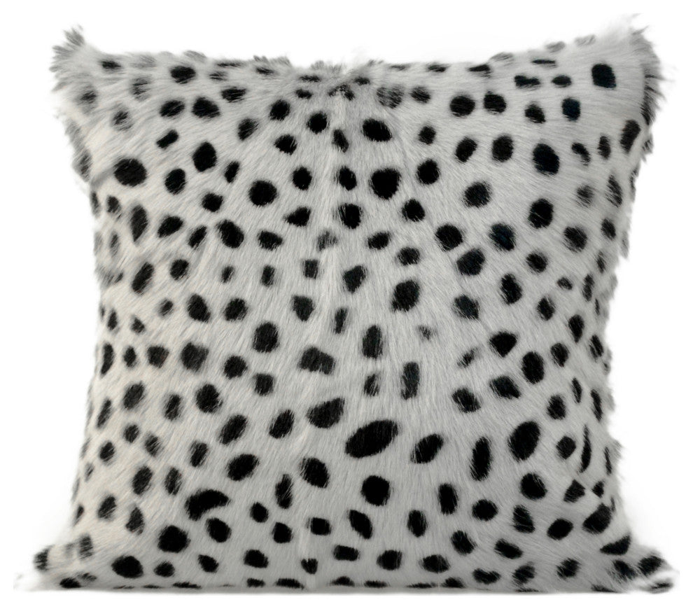 Contemporary Spotted Goat Fur Pillow Light Grey - Grey