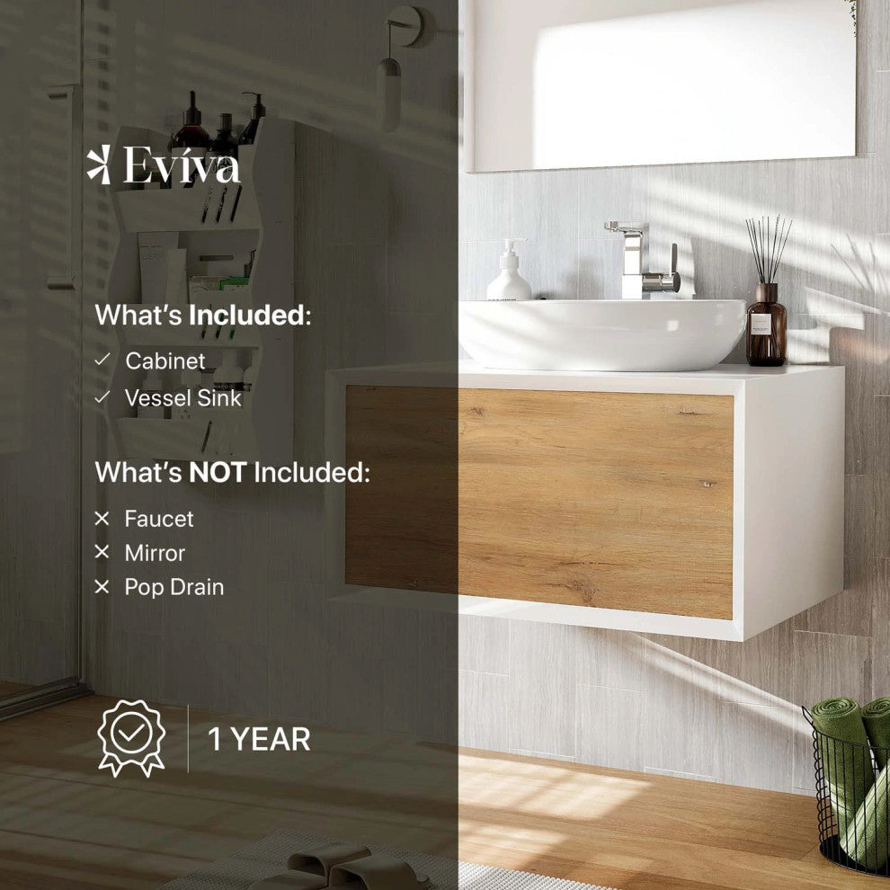 Eviva Santa Monica 30" White Oak Wall Mount Vanity