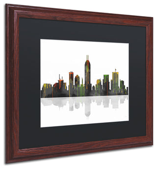 'Indianapolis, Indiana Skyline' Matted Framed Canvas Art by Marlene Watson