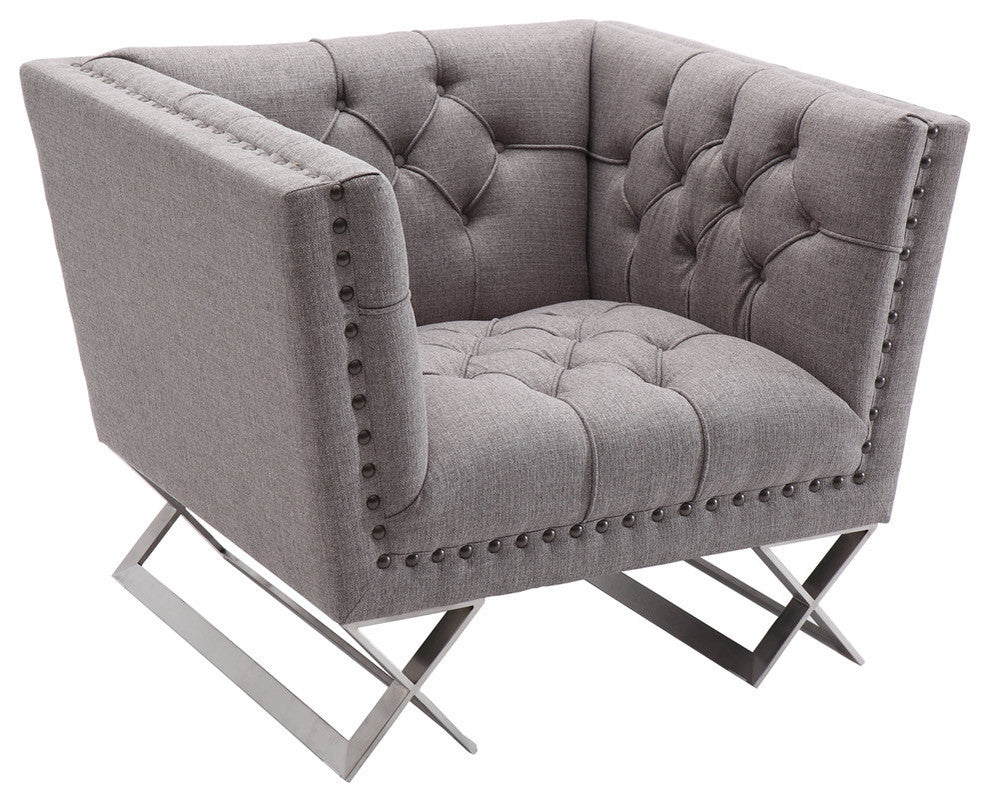 Odyssey Sofa Chair In Brushed Stainless Steel Finish