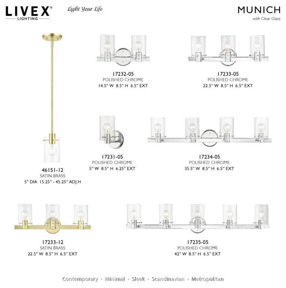 Munich 1 Light Polished Chrome Single Sconce
