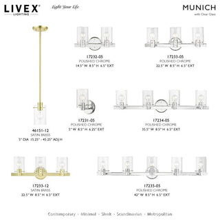 Munich 1 Light Polished Chrome Single Sconce