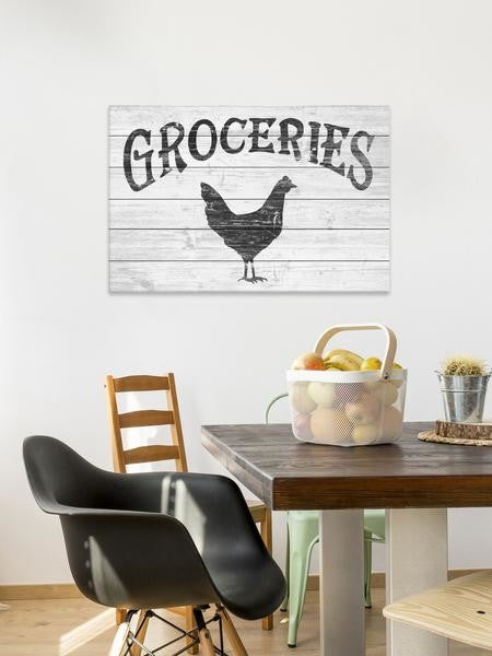 "Cookoo Groceries" Painting Print on White Wood, 60"x40"
