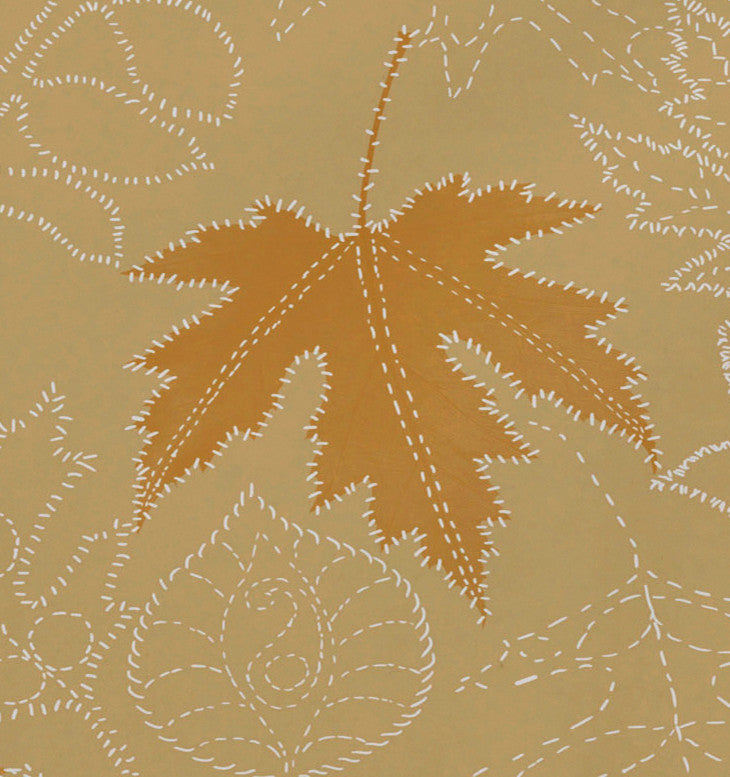 Dotted Leaves Floral Print Placemat, Set of 4, Gold