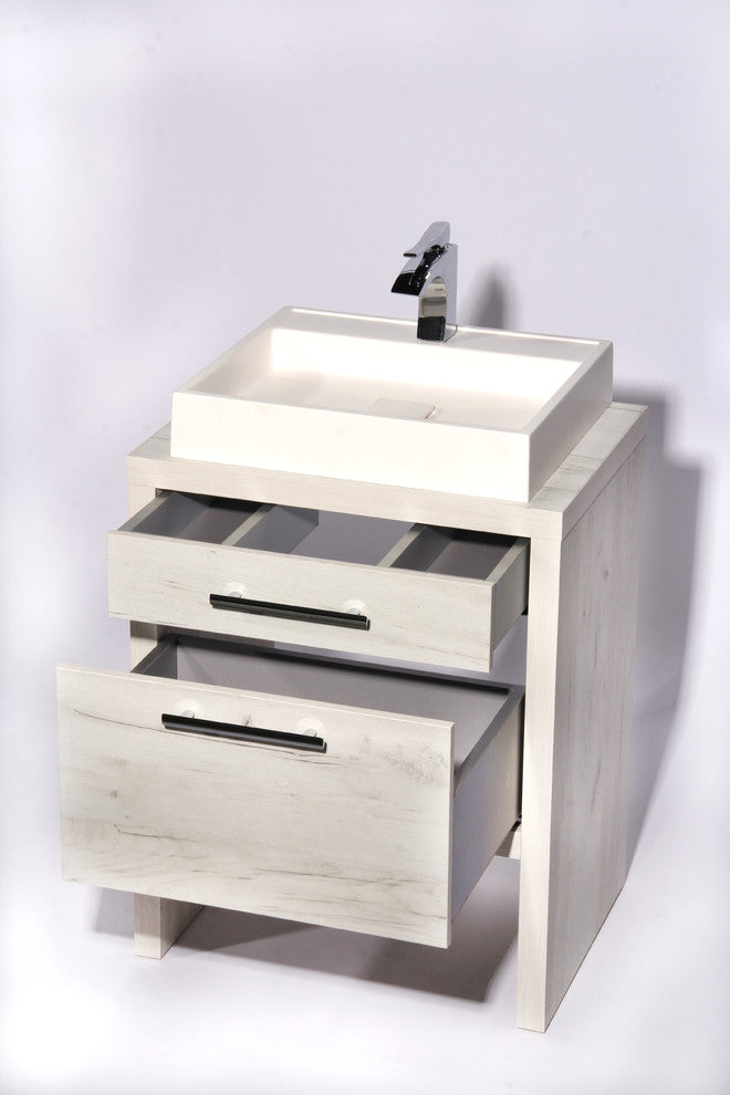 Montreal Oak Bathroom Vanity, White Natural Oak, 32", With Sink