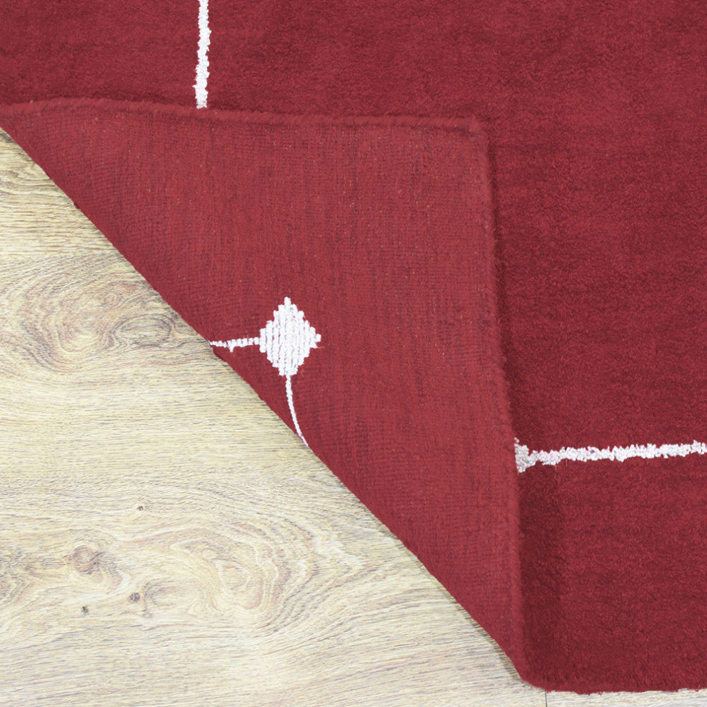 HAND KNOTTED LOOM SILK ECO-FRIENDLY AREA RUGS-10'x10',Square,Red,Geometric, [Square] 10'x10'