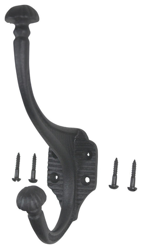 10 Hat Coat Hook Wrought Iron Black |