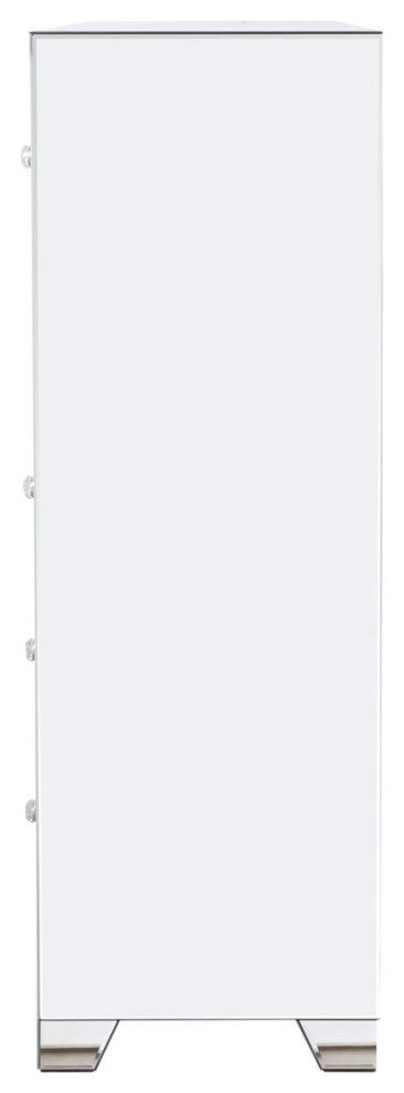 34" Clear Crystal Mirrored Five Drawer Cabinet
