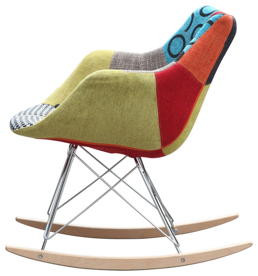 Vintage-Style Rocker Arm Chair, Fabric Seat