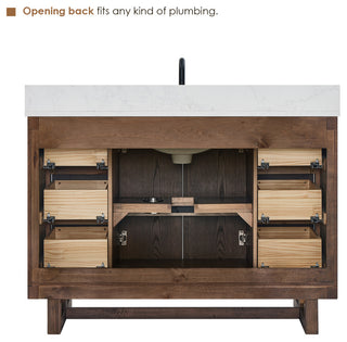 Mowry Bathroom Vanity, Brown Brushed Oak, 48", No Mirror