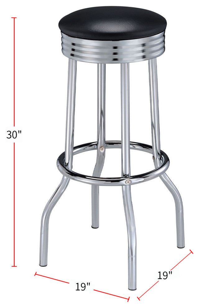 Set of 2 Upholstered Top Bar Stools, Black