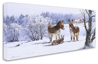 The Macneil Studio 'Donkeys in Snow' Canvas Art, 47"x24"
