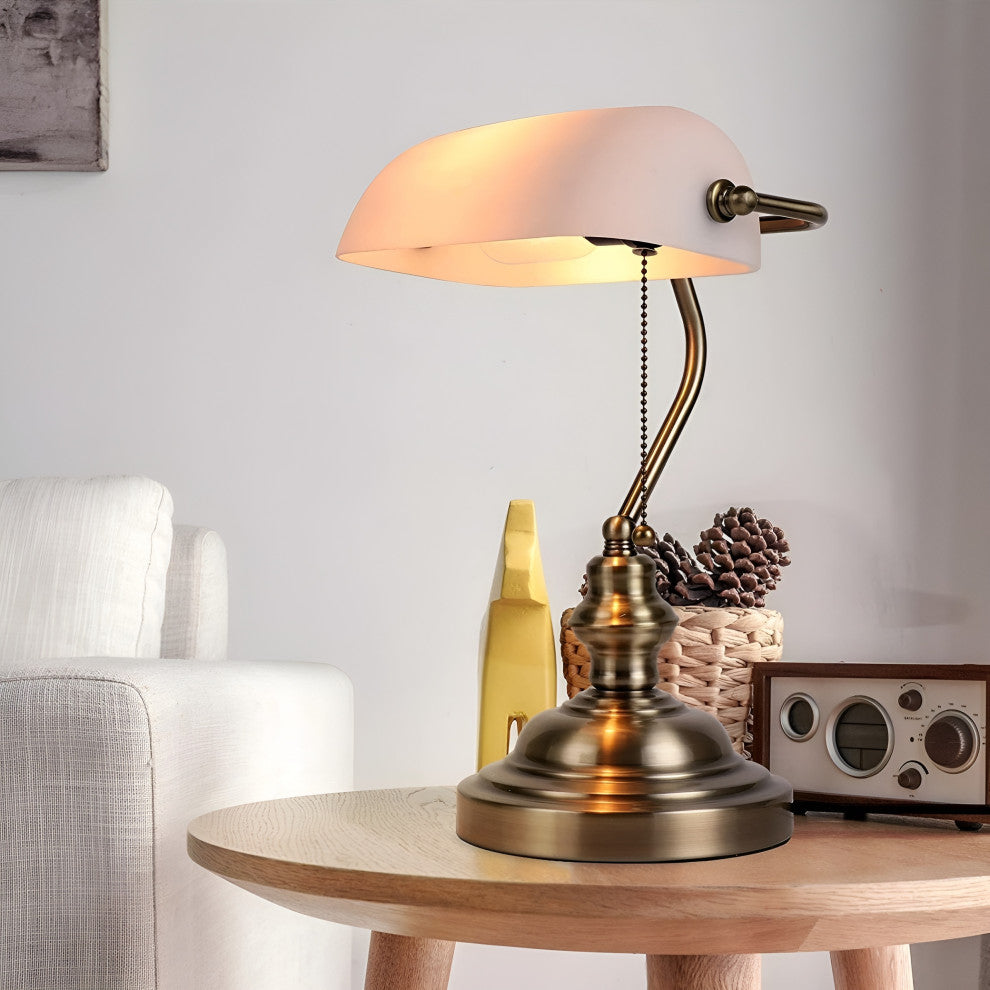 Classical vintage banker reading lamp for bedroom, study room, Blue