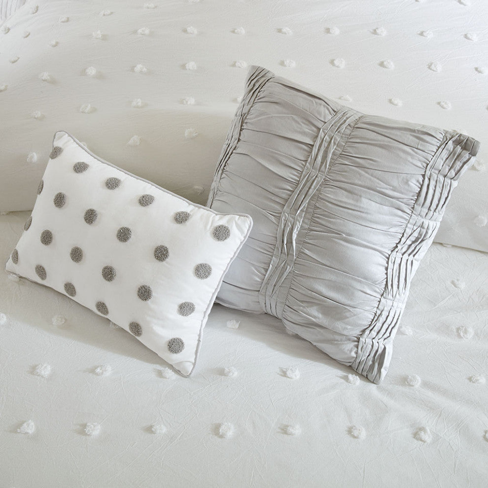 Urban Habitat Brooklyn Pom-Pom 7-Piece Duvet Cover Set, Ivory