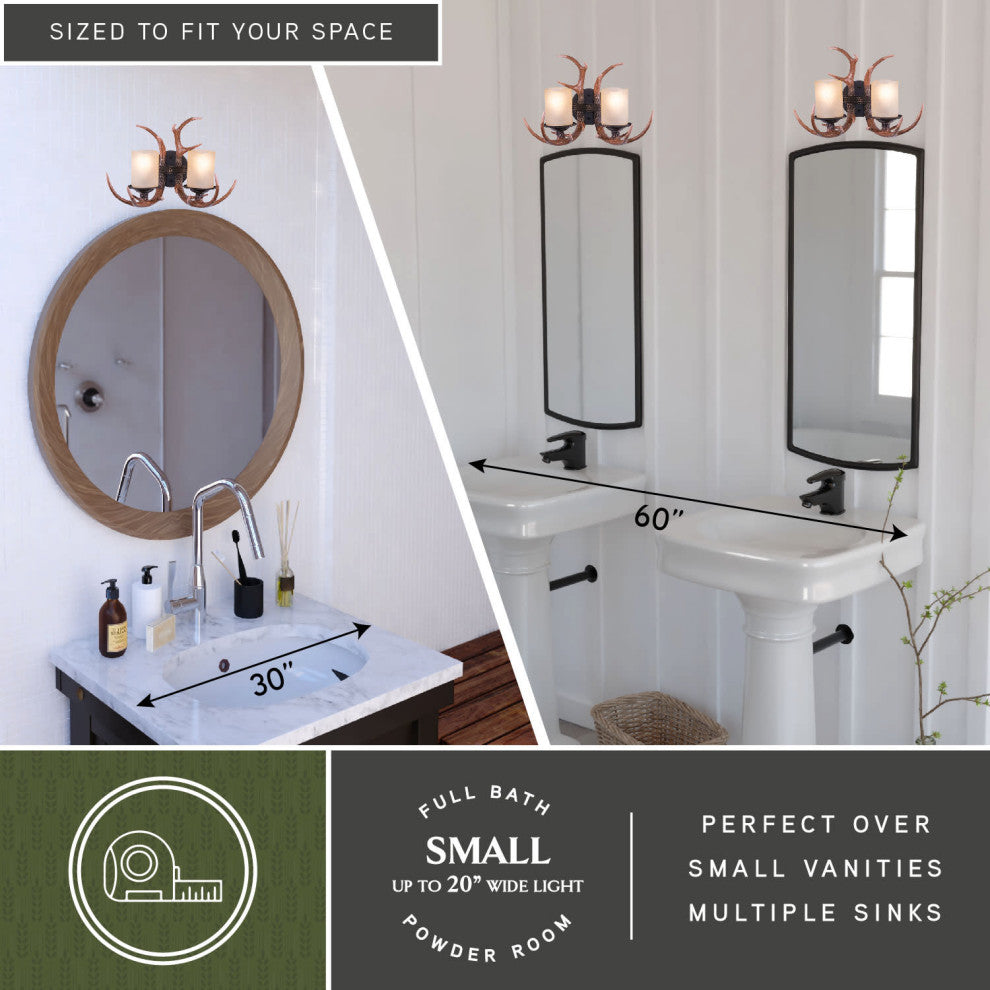 Yoho 2-Light Antler Vanity Black Walnut