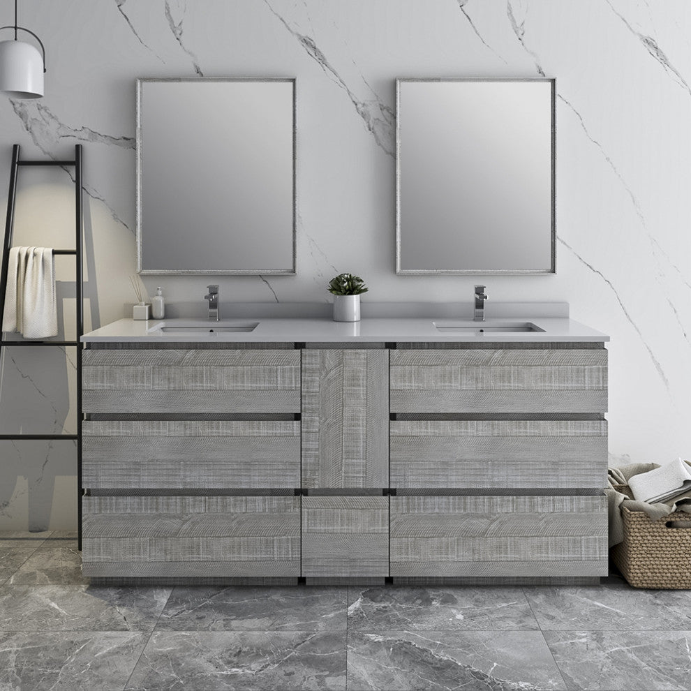 Fresca Formosa Floor Standing Bathroom Vanity, Sage Gray, 70", Cabinet Only