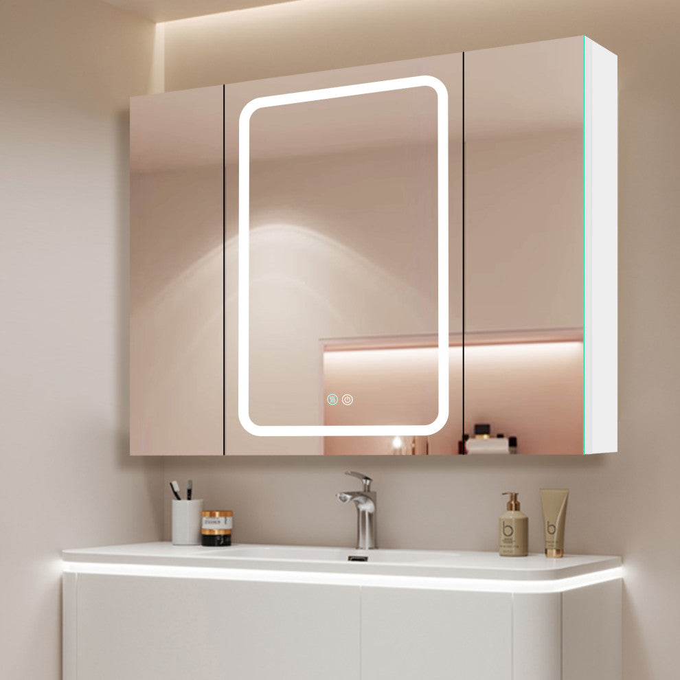 40 in.W x 30 in. H Aluminum Surface Mounted LED Medicine Cabinet with Mirrors