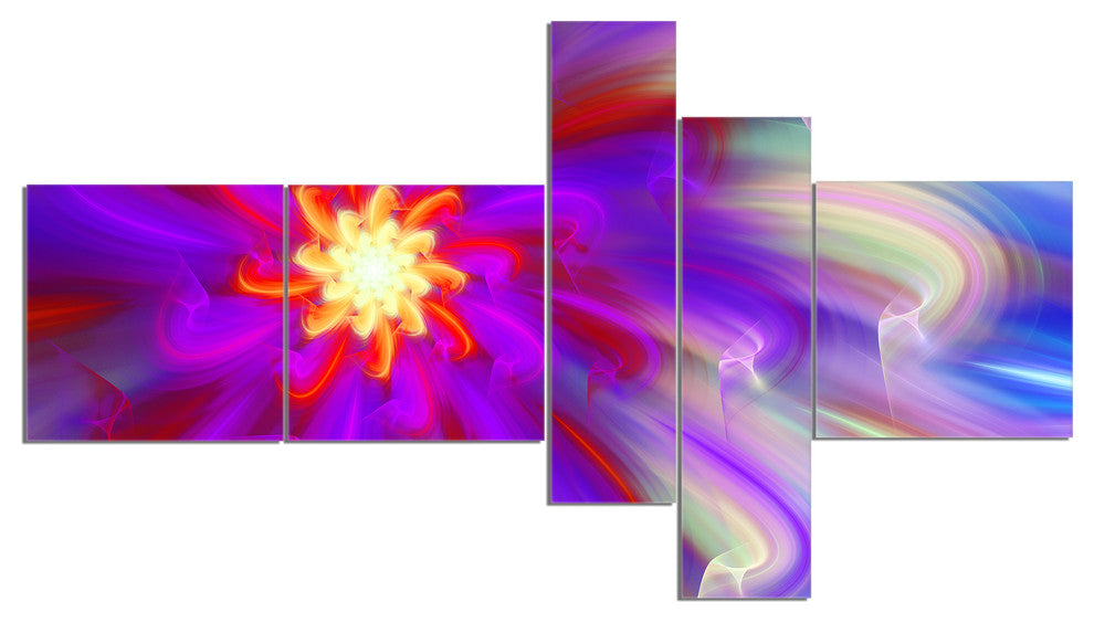 Beautiful Purple Flower Petals, Floral Canvas Art Print, 60"x32", 5 panels