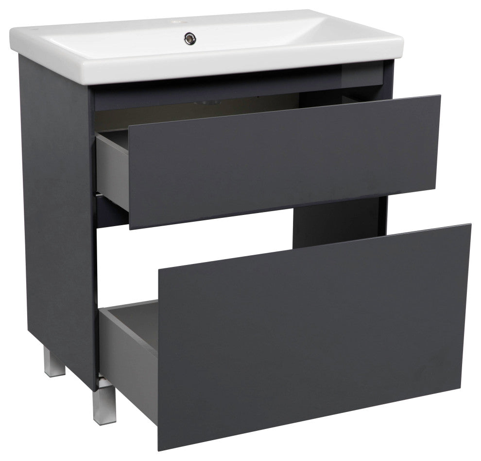 Bathroom Vanity Elit Graphite Gloss 28" No Mirror