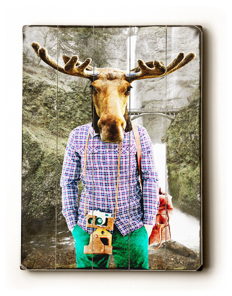 "Moose", Planked Wood Wall Decor By Grand Image, 12"x16"