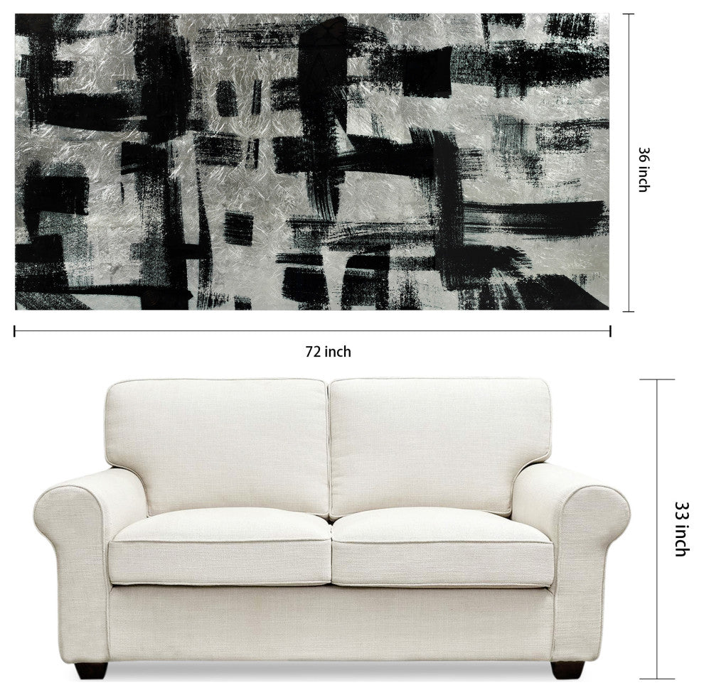 Jam Session Abstract Wall Art Reverse Printed Tempered Glass With Silver Leaf