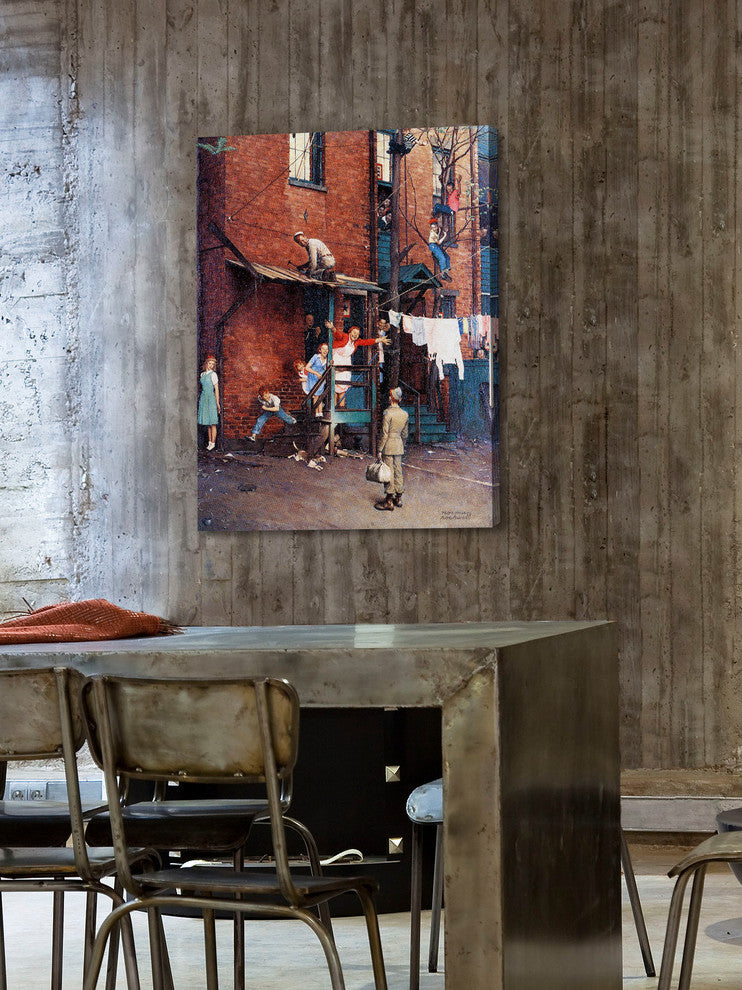 "Homecoming G.I." Painting Print on Canvas by Norman Rockwell