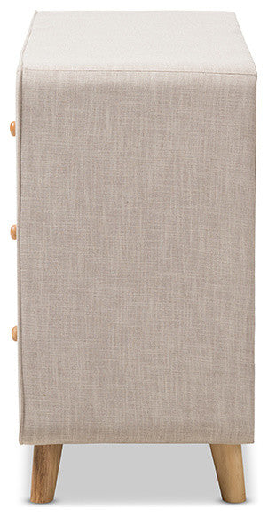 Jonesy Mid-Century Beige Linen Upholstered 6-Drawer Dresser