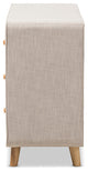 Jonesy Mid-Century Beige Linen Upholstered 6-Drawer Dresser