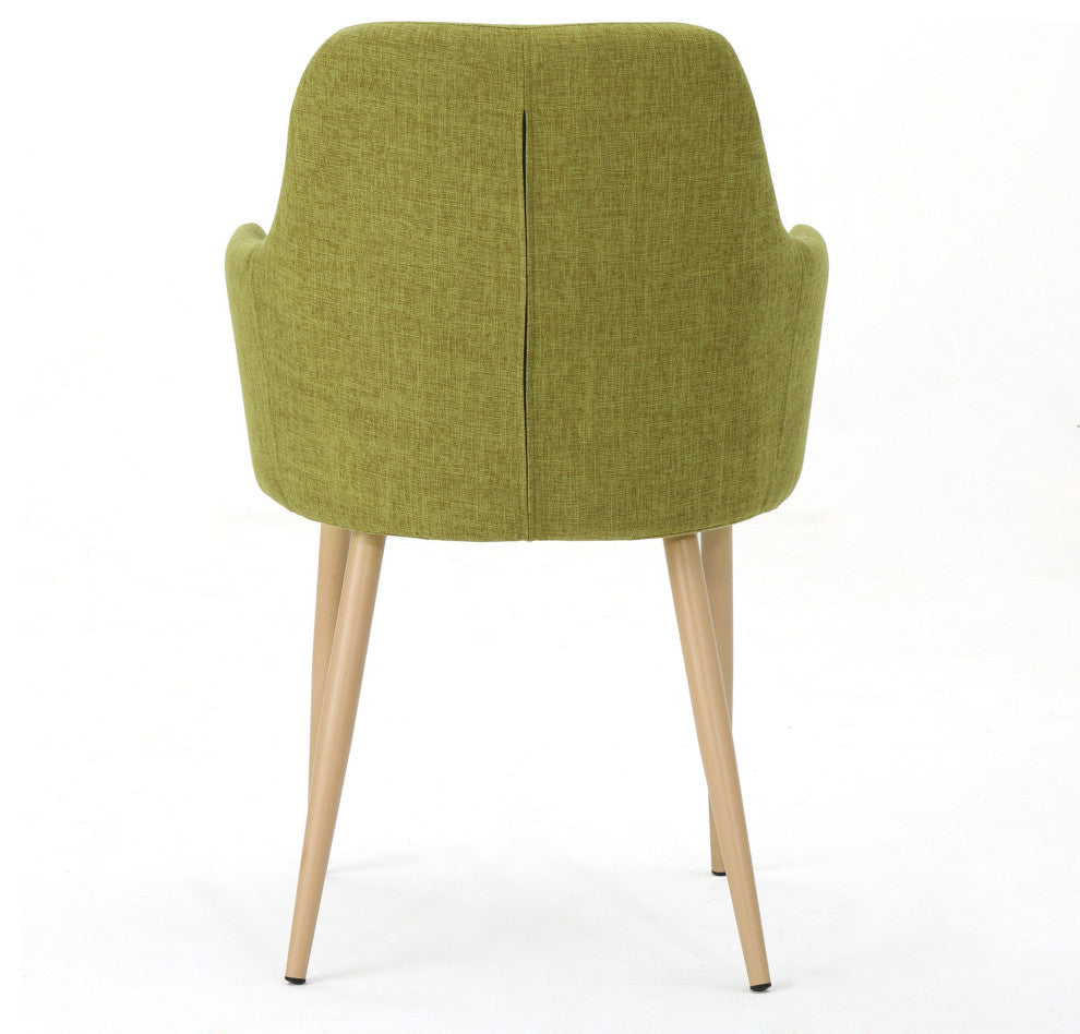 GDF Studio Serra Mid Century Fabric Dining Chairs, Set of 2, Green/Dark Brown
