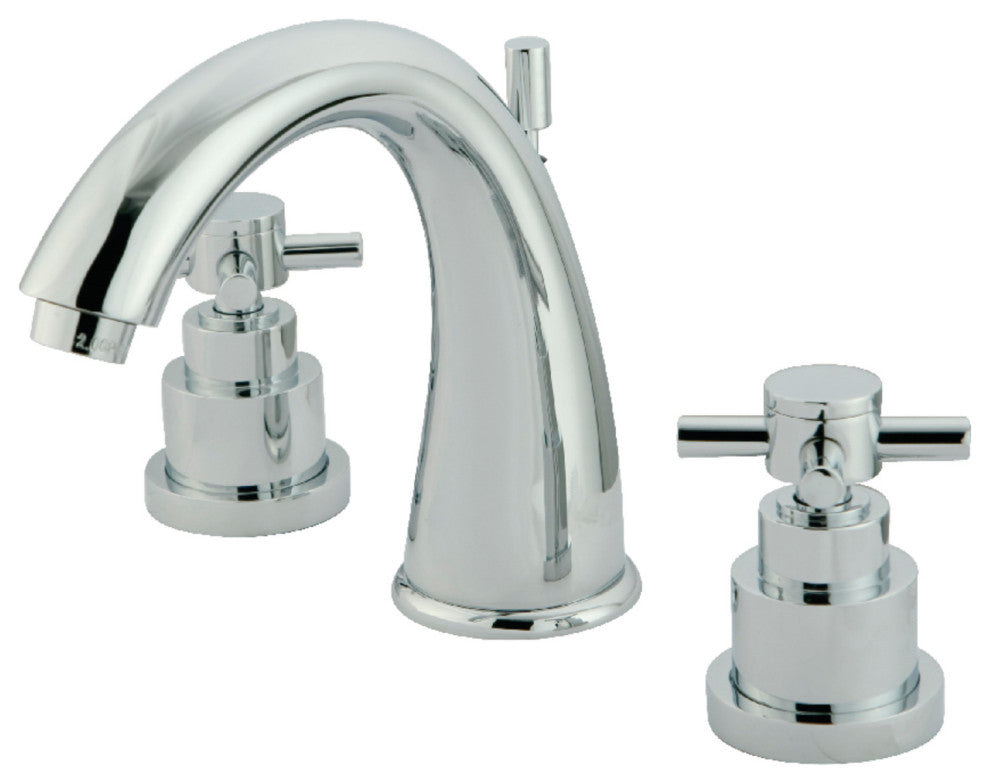 Kingston Brass Widespread Bathroom Faucet With Brass Pop-Up, Polished Chrome