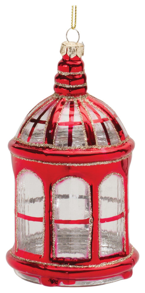 Glittered Glass Lantern Ornament, Set of 6