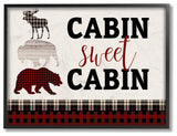Cabin Sweet Cabin Words Forest Animals Red Plaid Greeting,1pc, each 16 x 20
