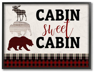 Cabin Sweet Cabin Words Forest Animals Red Plaid Greeting,1pc, each 16 x 20